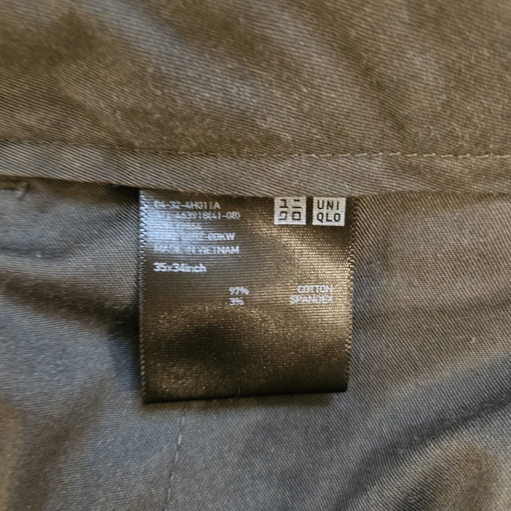 Uniqlo Men's Dark Oliv Slim Fit Chinos 35x27 - Picture 5 of 5